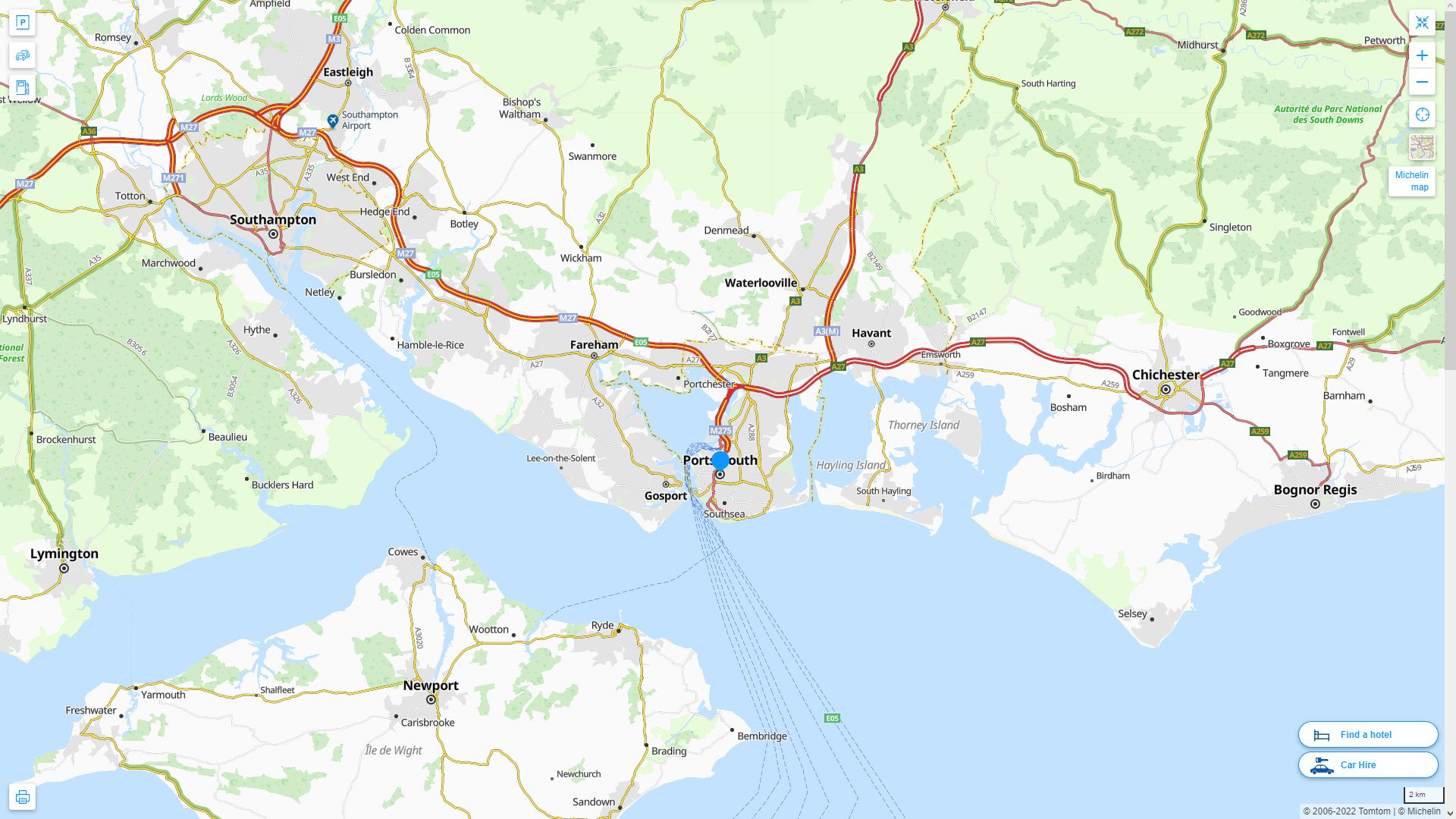 Portsmouth Royaume Uni Autoroute et carte routiere